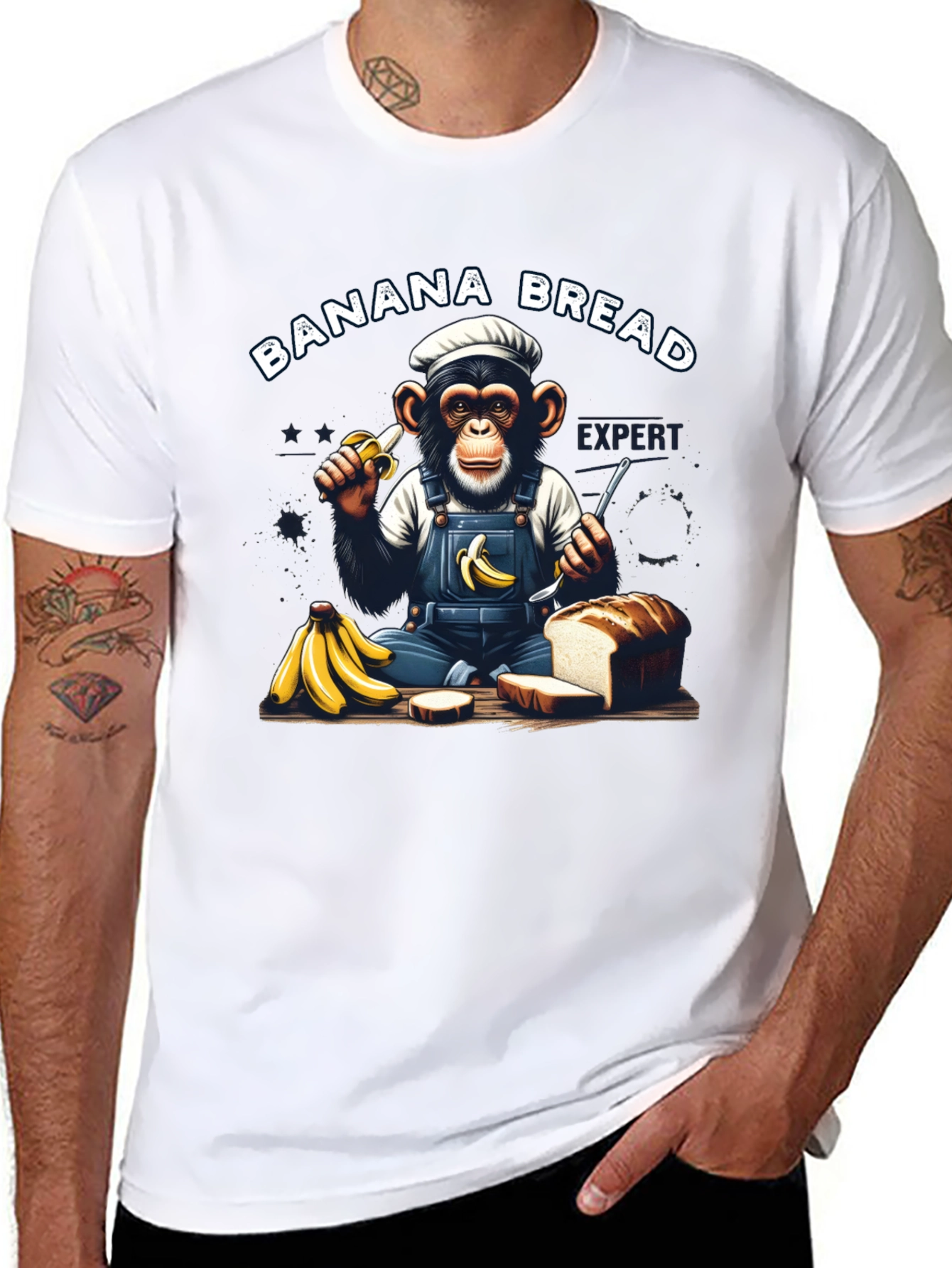 Banana Bread Expert T-Shirt Monkey Chef Design