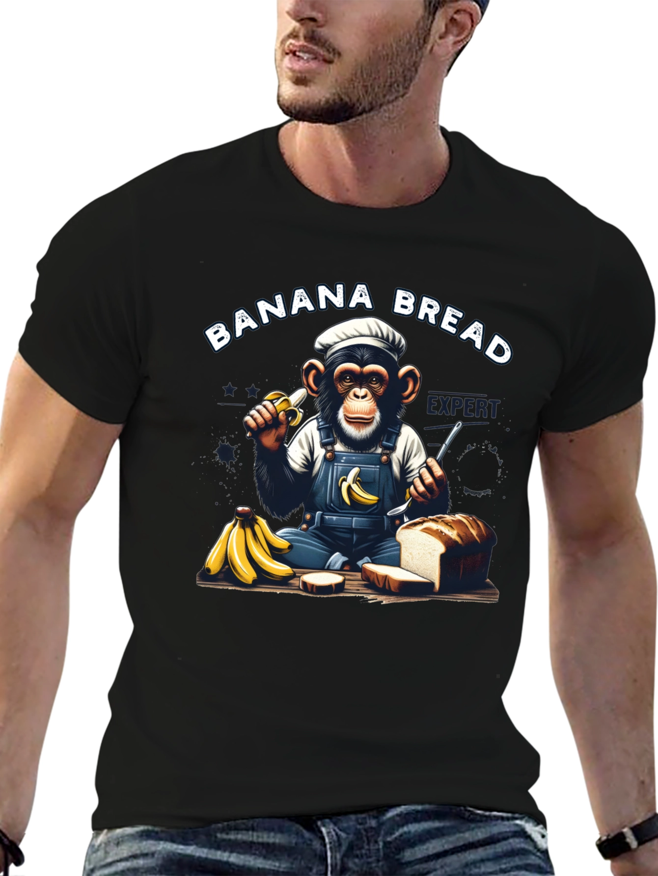 Banana Bread Expert T-Shirt Monkey Chef Design