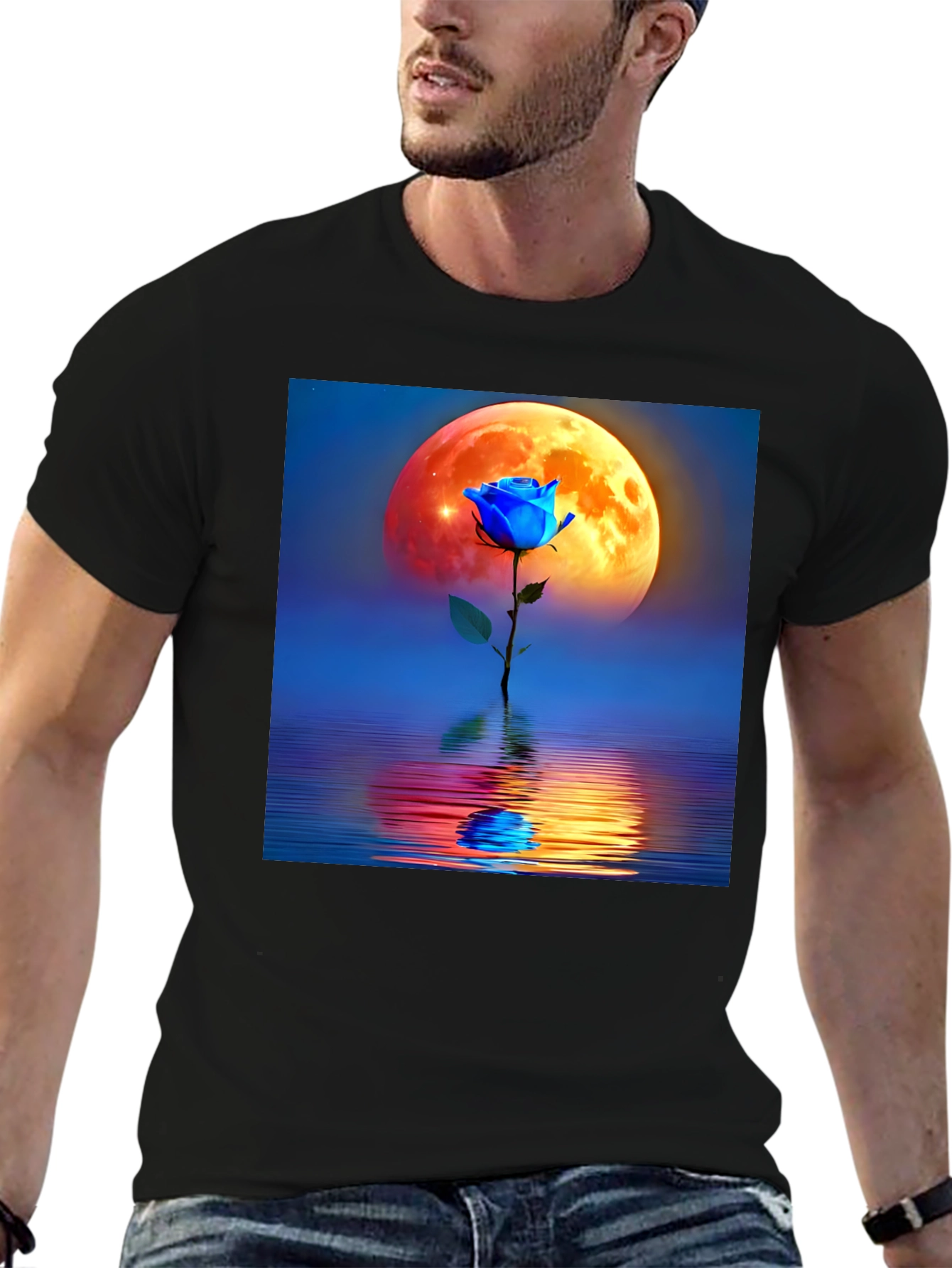 Blue Rose Moon Graphic Tee