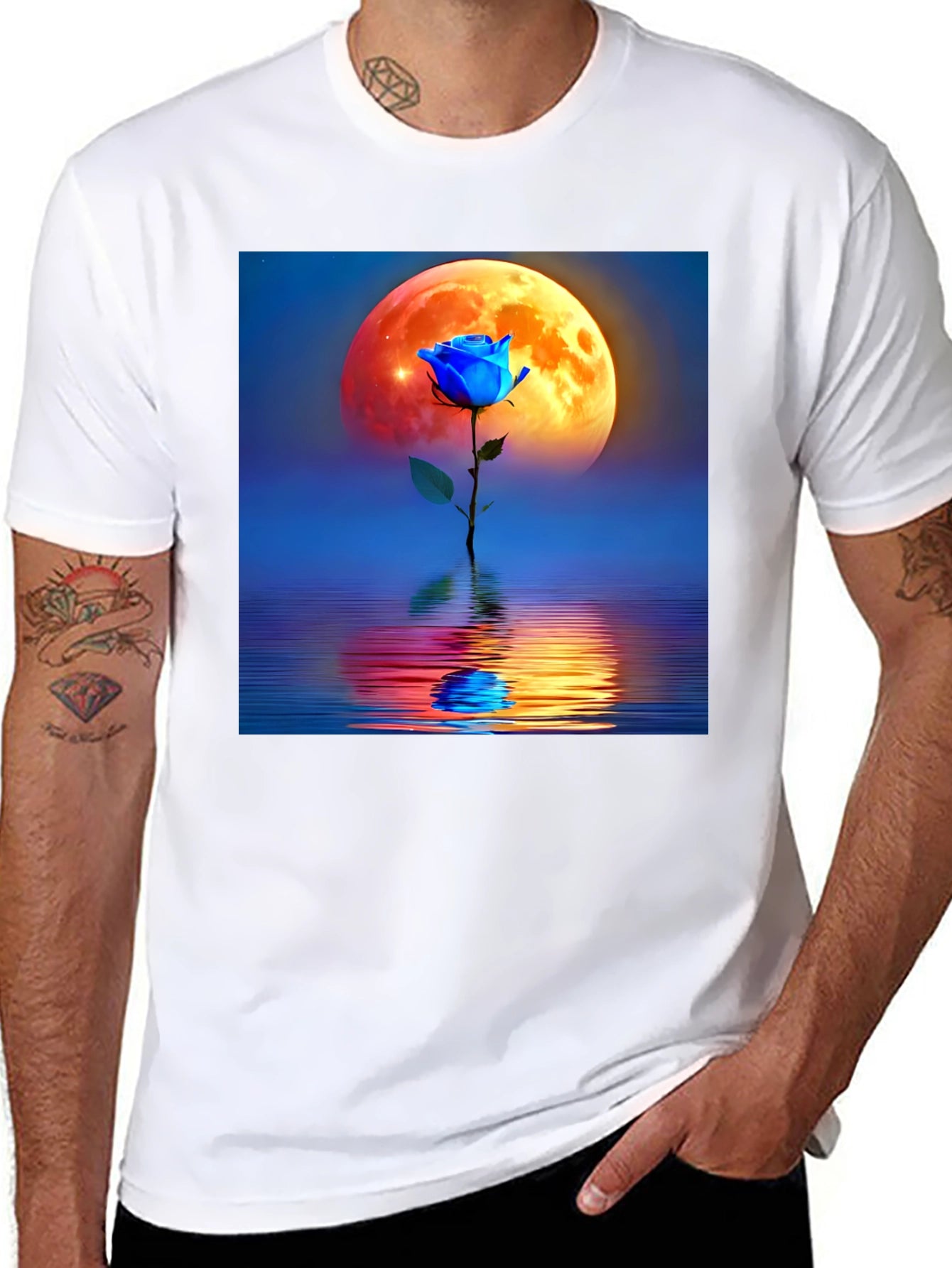 Blue Rose Moon Graphic Tee