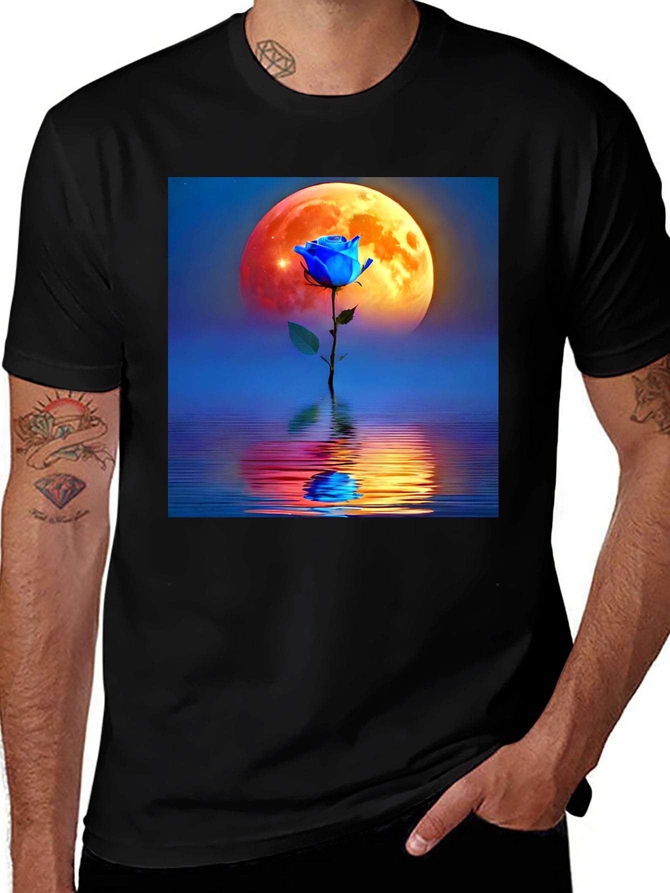 Blue Rose Moon Graphic Tee