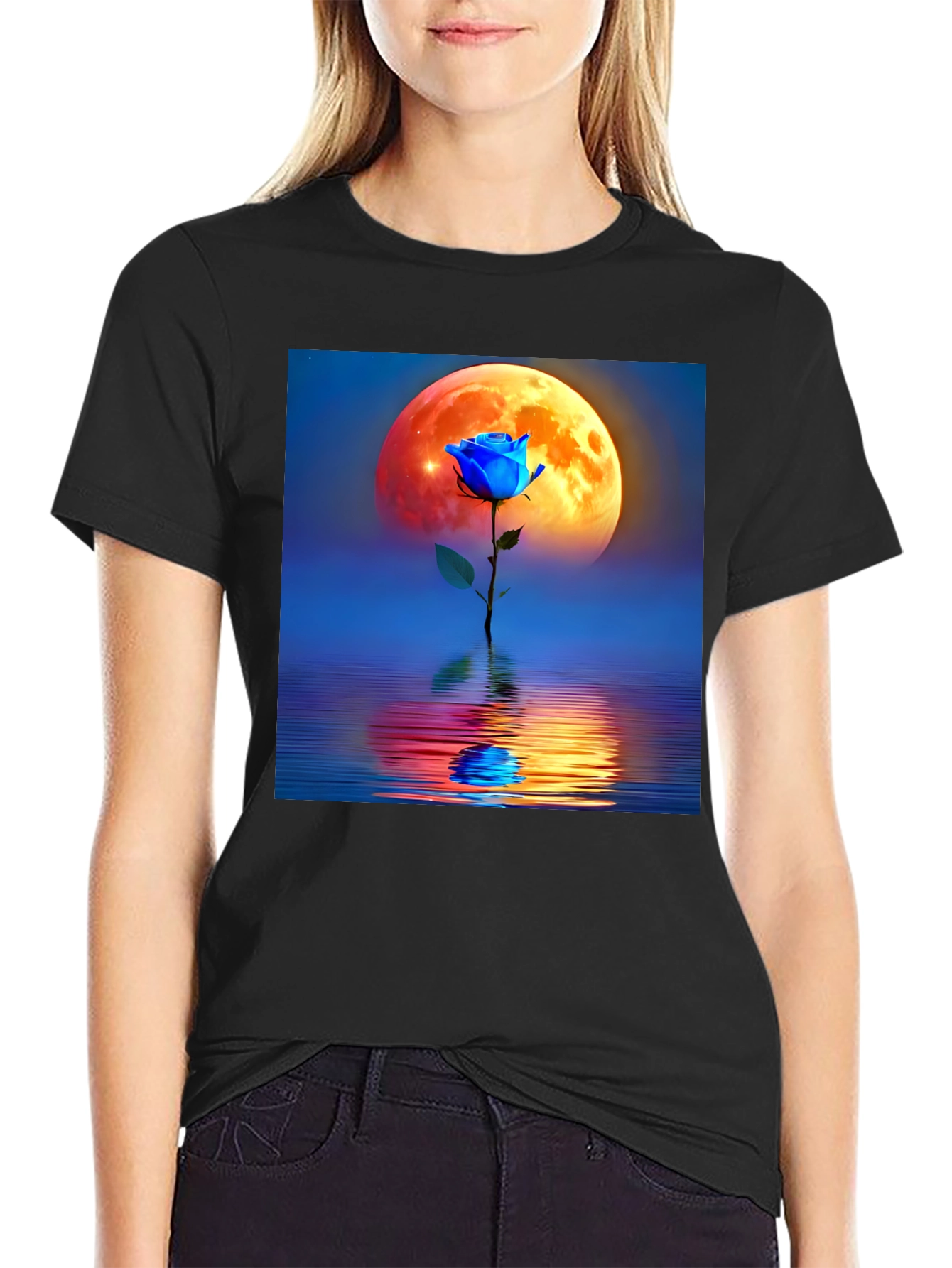 Blue Rose Moon Graphic Tee