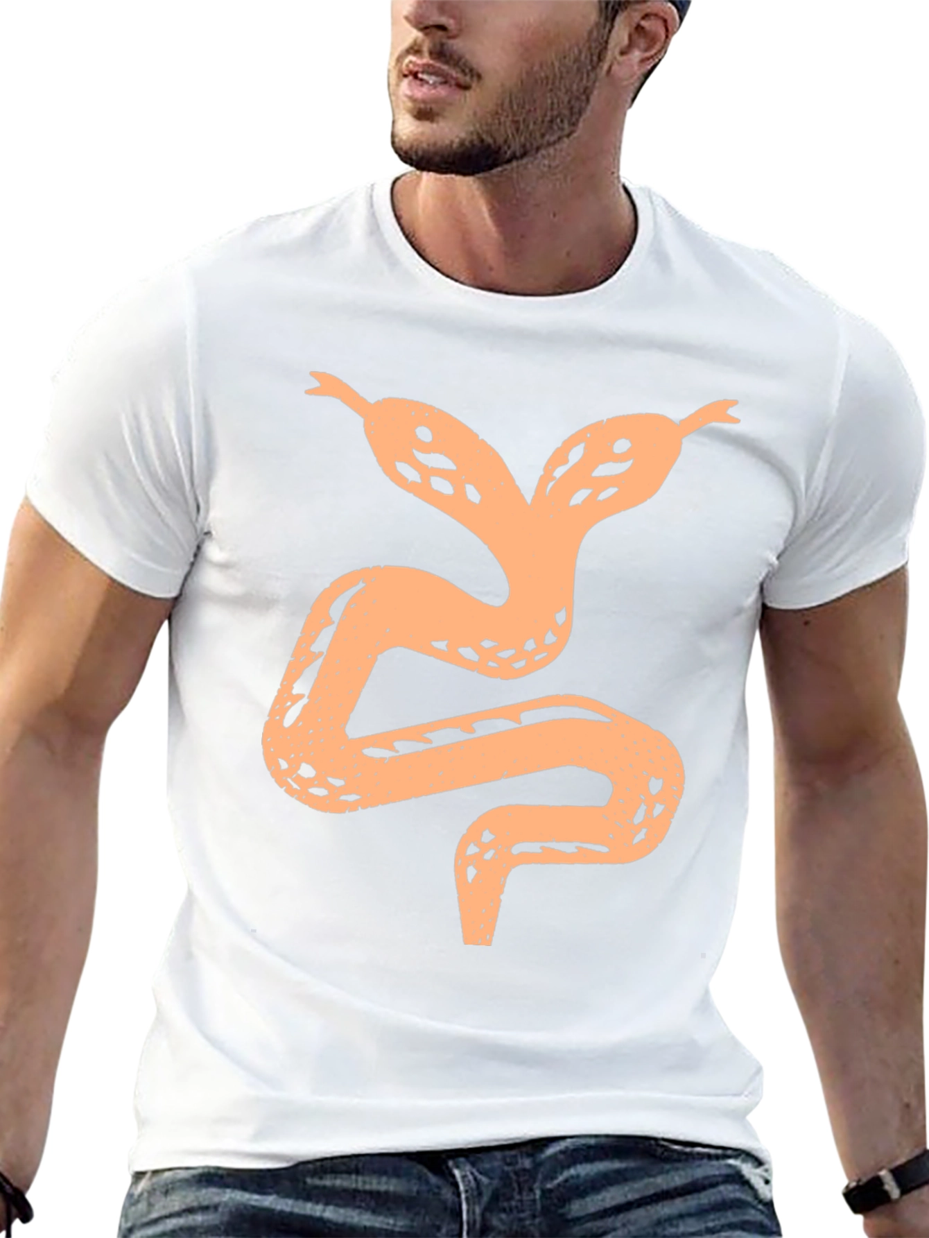Two-Headed Snake Graphic Tee - Black Cotton Shirt