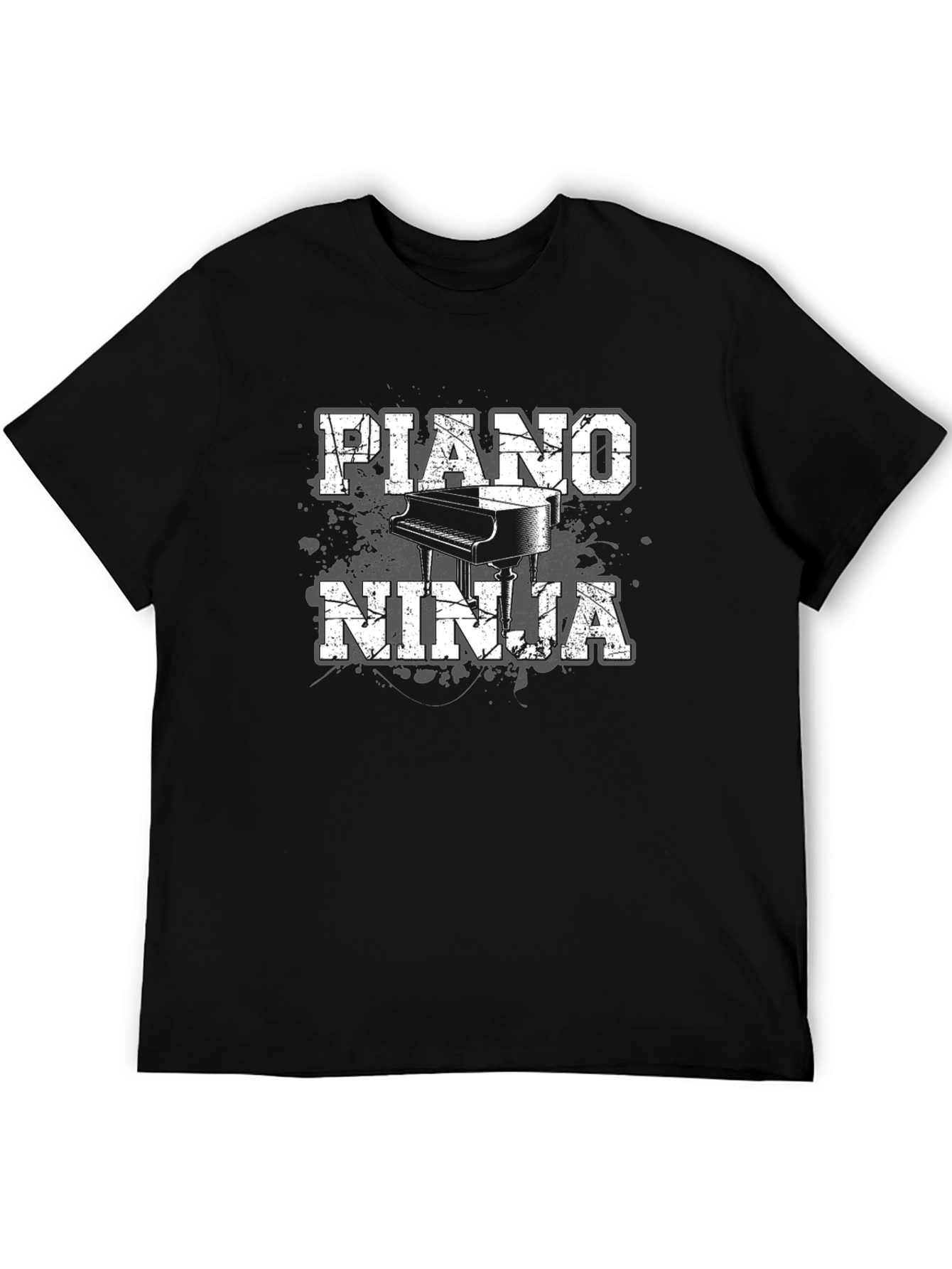 Piano Ninja Graphic T-Shirt - Black Cotton Tee