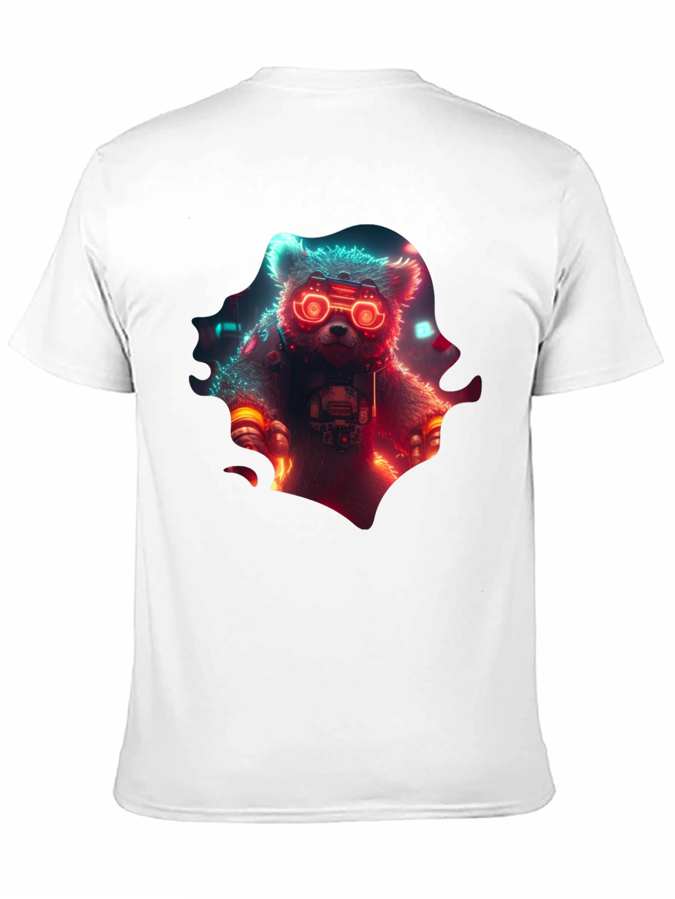 Cyberpunk Bear Graphic T-Shirt - Cool Neon Design