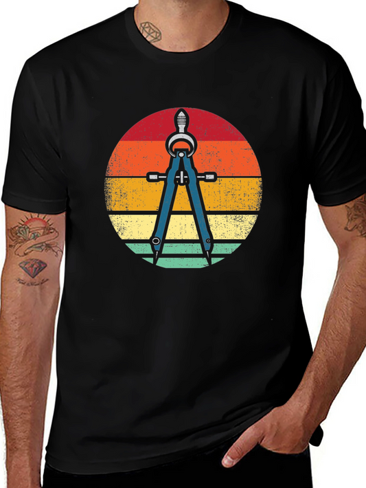 Vintage Drafting Compass Sunset Graphic Tee