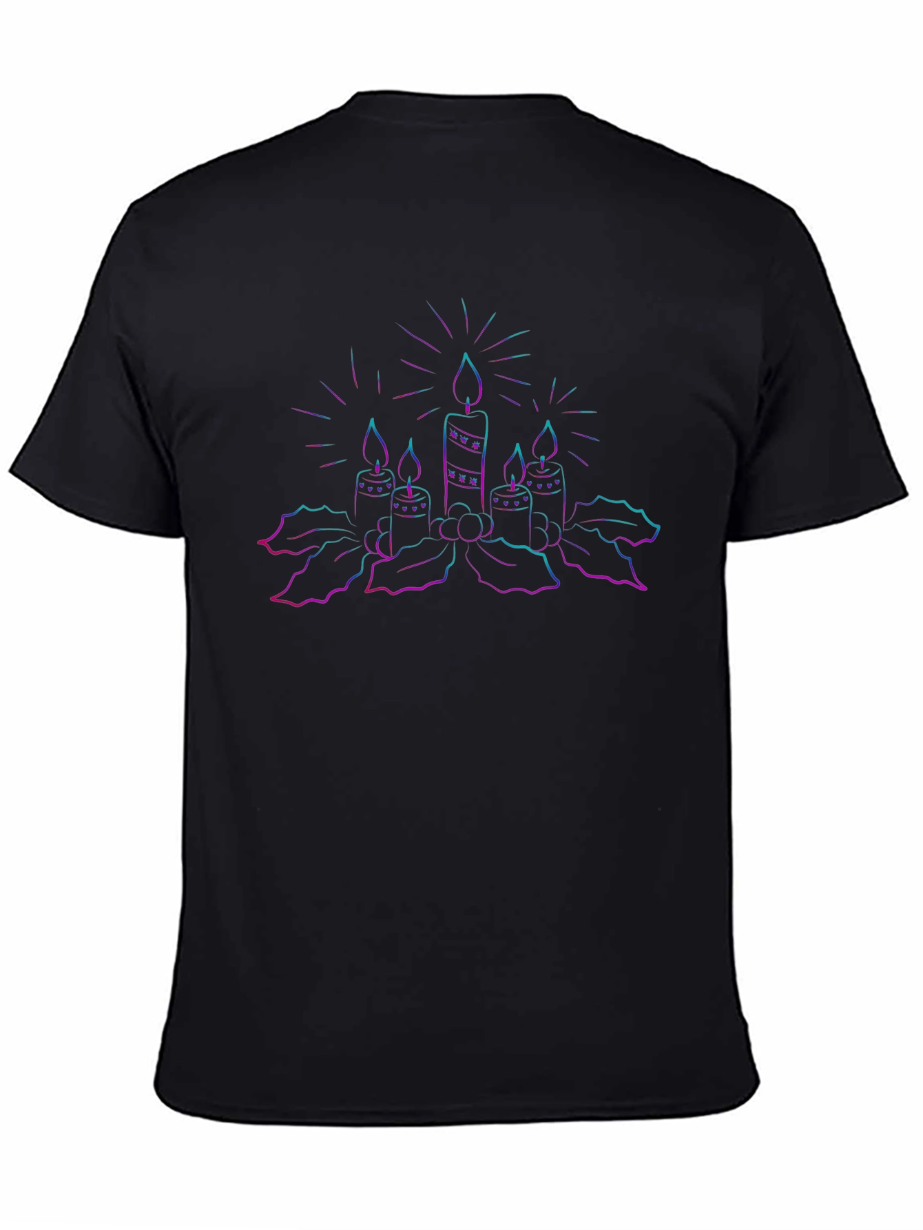 Neon Candles Graphic Tee - Black Cotton T-Shirt