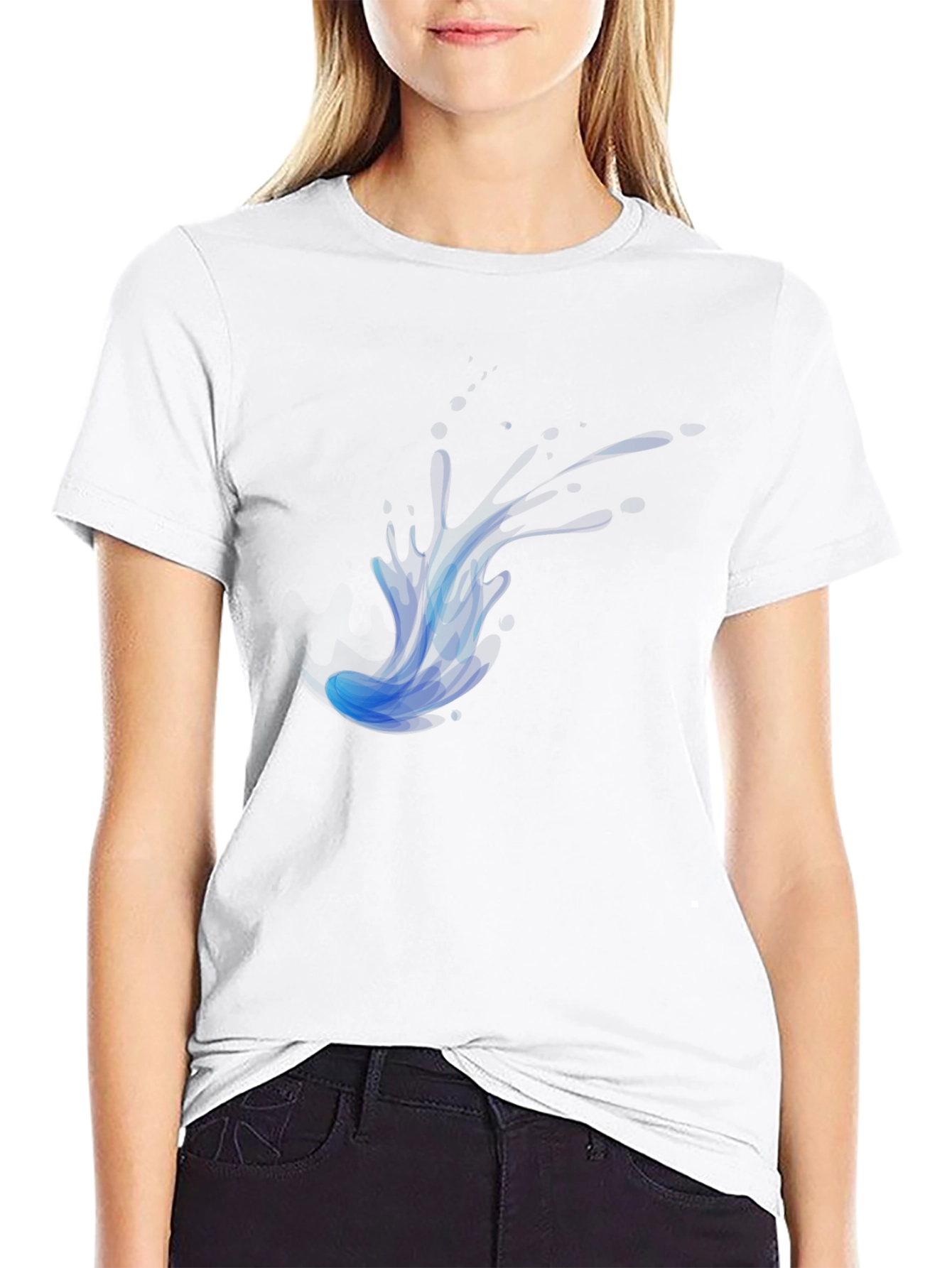 Mens Black T-Shirt with Blue Jellyfish Graphic