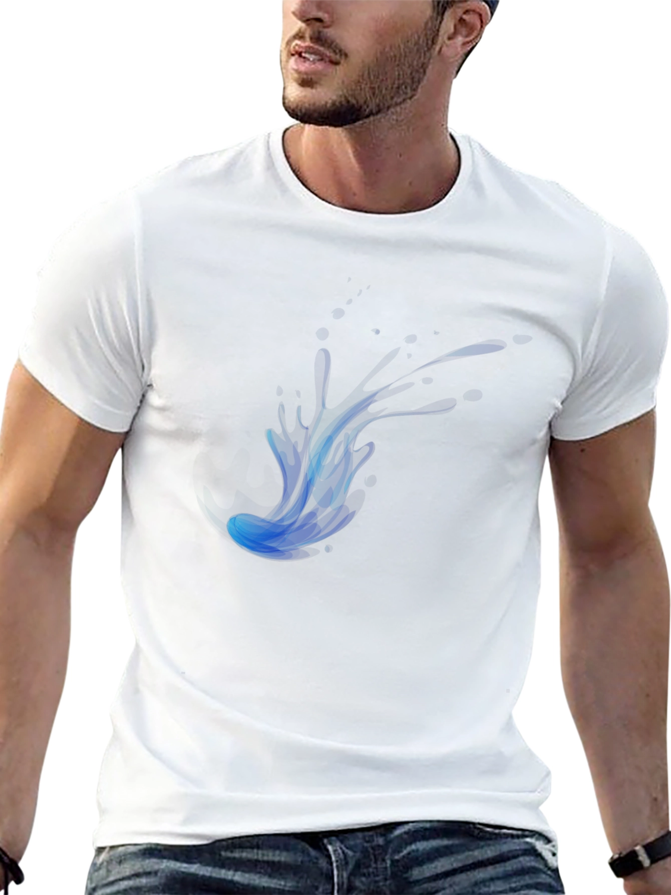 Mens Black T-Shirt with Blue Jellyfish Graphic