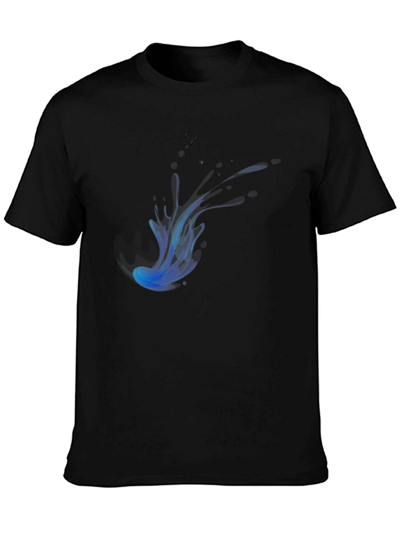 Mens Black T-Shirt with Blue Jellyfish Graphic