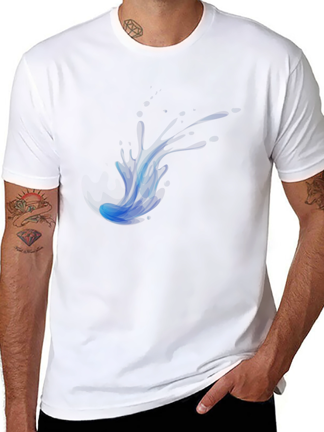 Mens Black T-Shirt with Blue Jellyfish Graphic