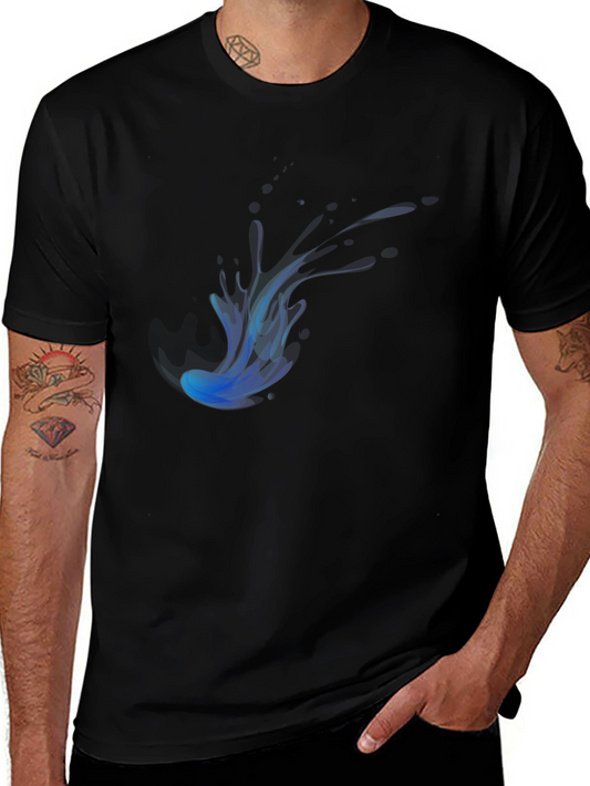 Mens Black T-Shirt with Blue Jellyfish Graphic