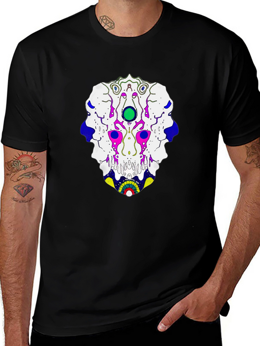 Abstract Graphic Print T-Shirt - Black