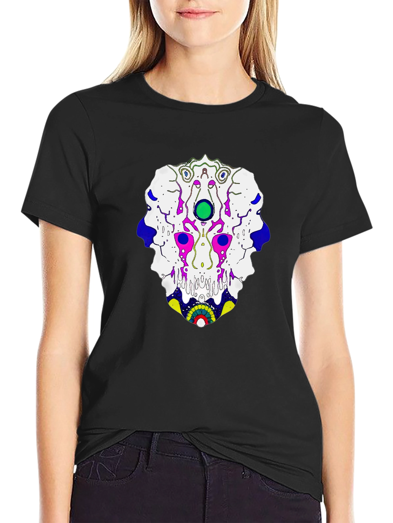 Abstract Graphic Print T-Shirt - Black