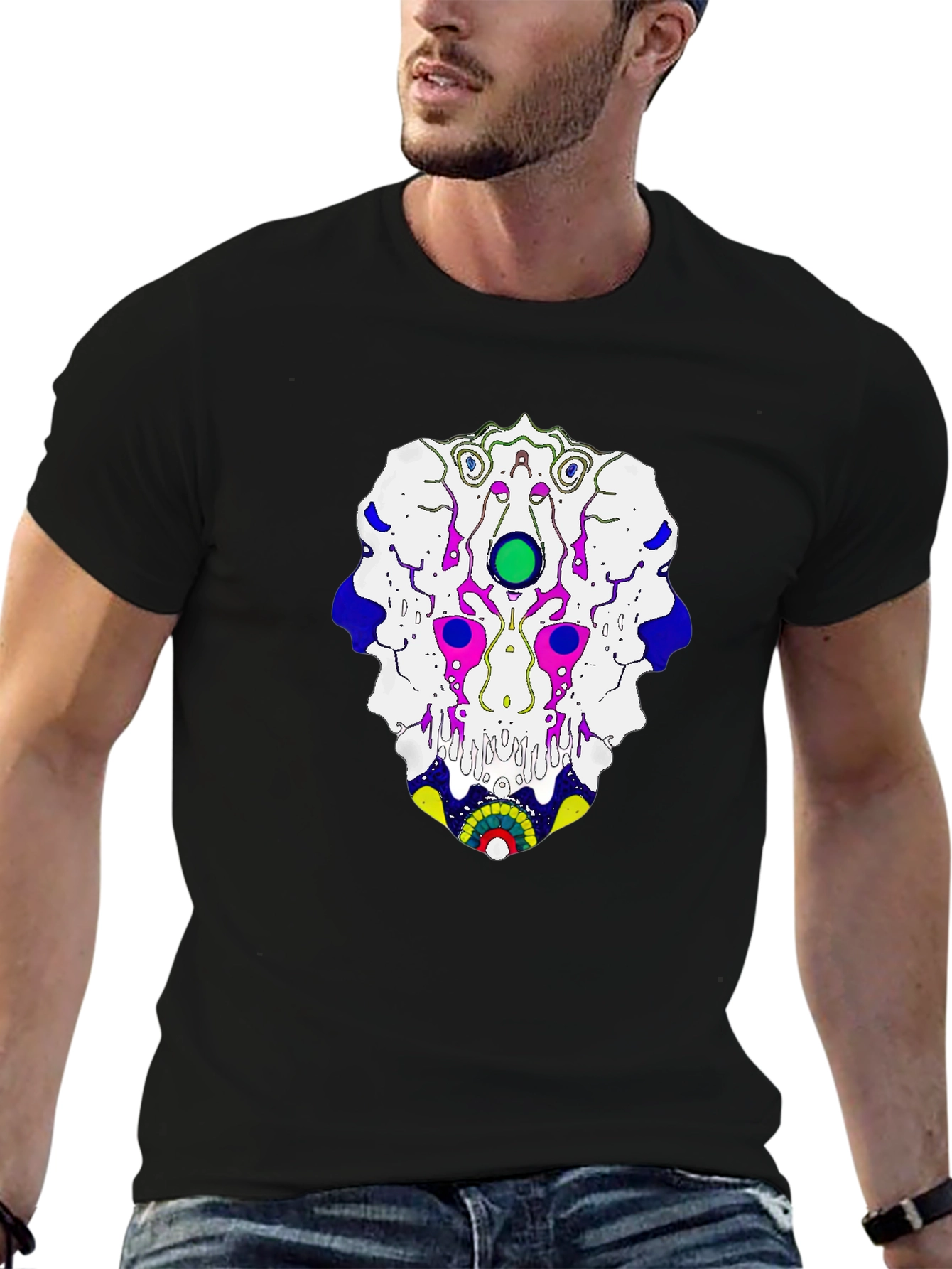 Abstract Graphic Print T-Shirt - Black