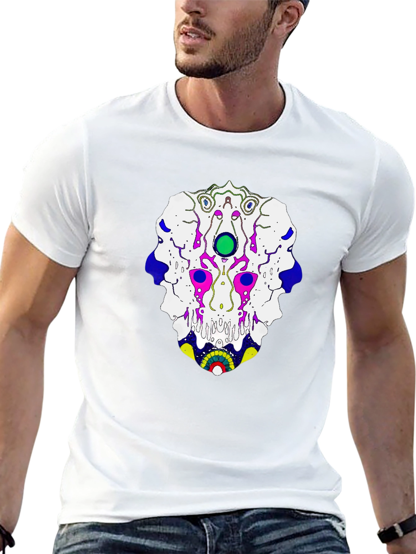 Abstract Graphic Print T-Shirt - Black