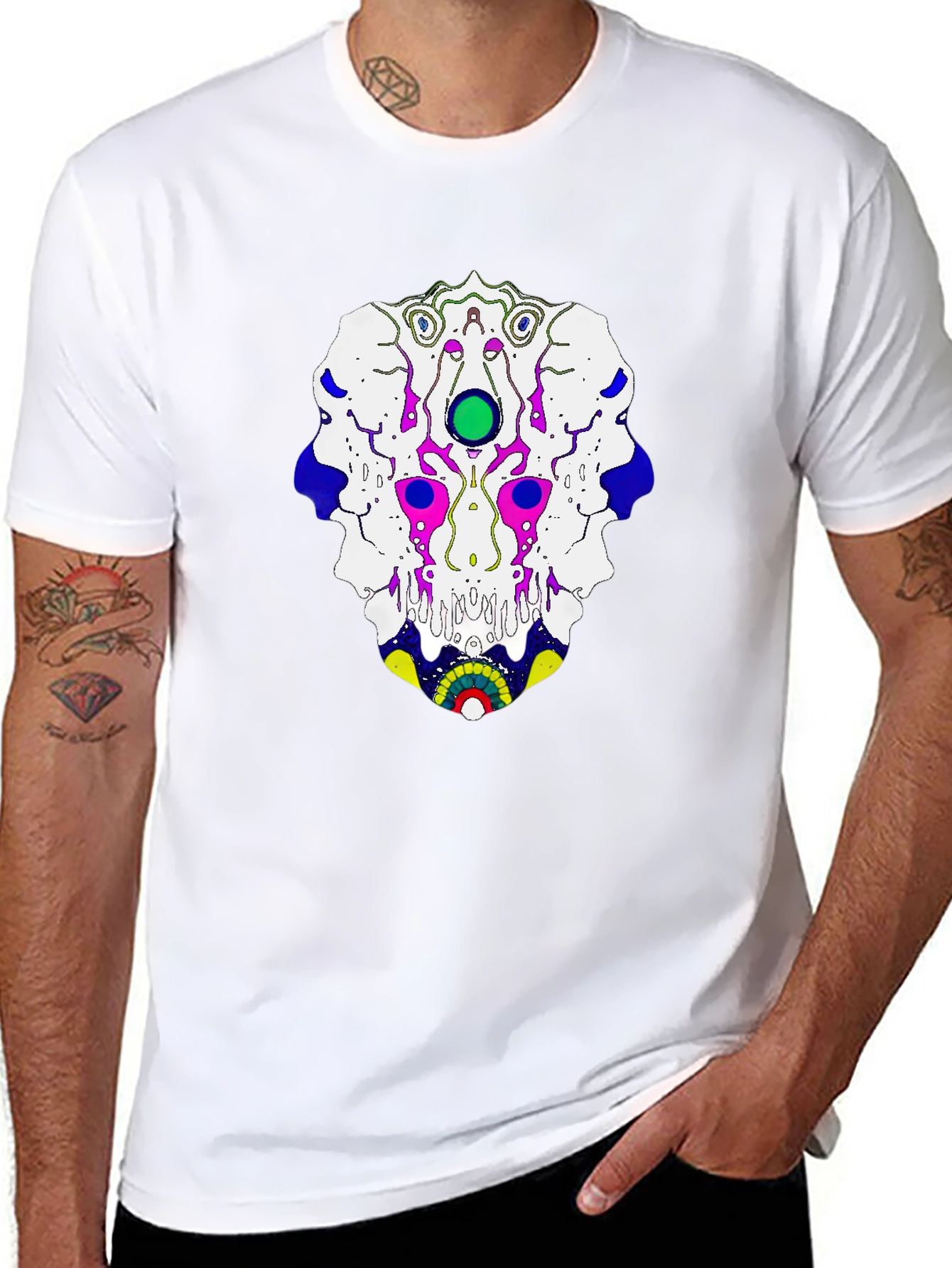 Abstract Graphic Print T-Shirt - Black