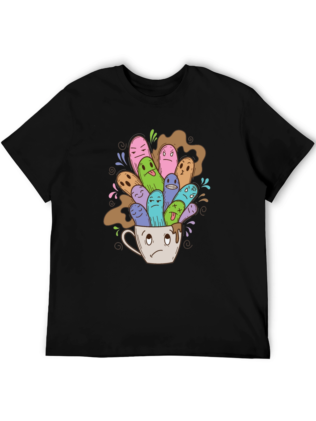 Quirky Coffee Monster Graphic Tee - Black