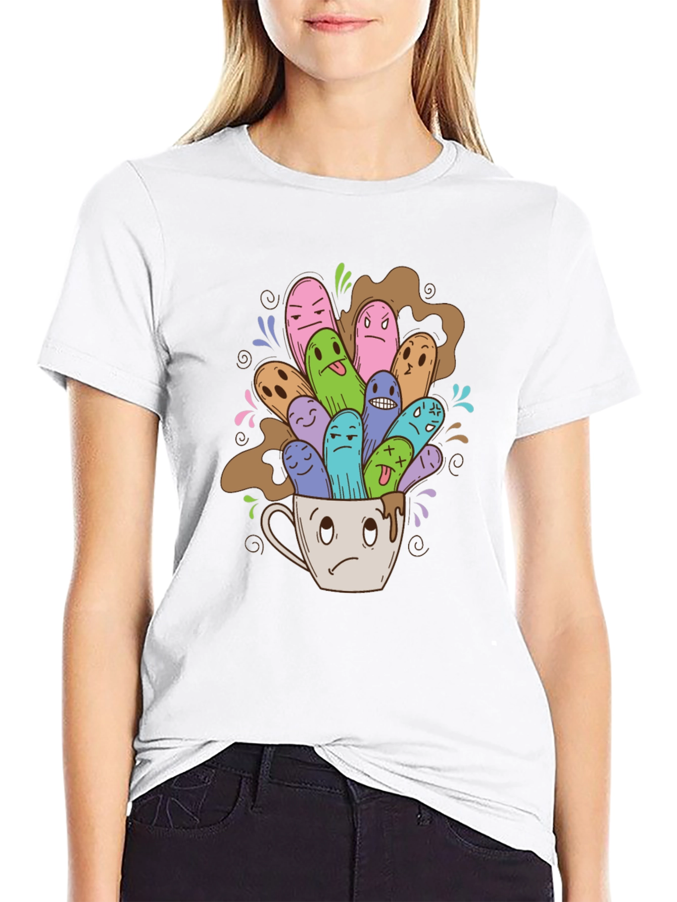 Quirky Coffee Monster Graphic Tee - Black
