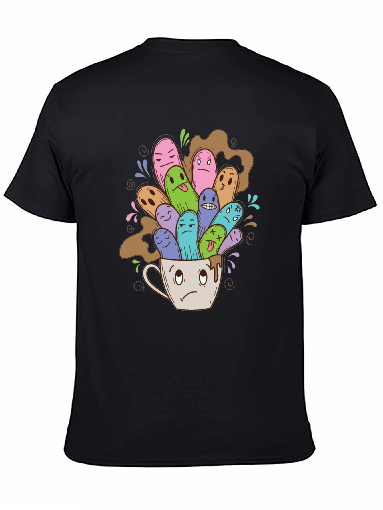 Quirky Coffee Monster Graphic Tee - Black