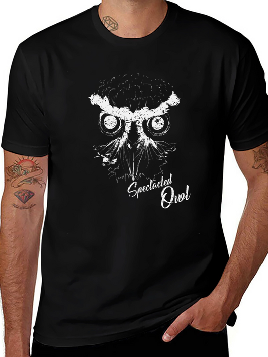Spectacled Owl Graphic Tee - Mens Black T-Shirt