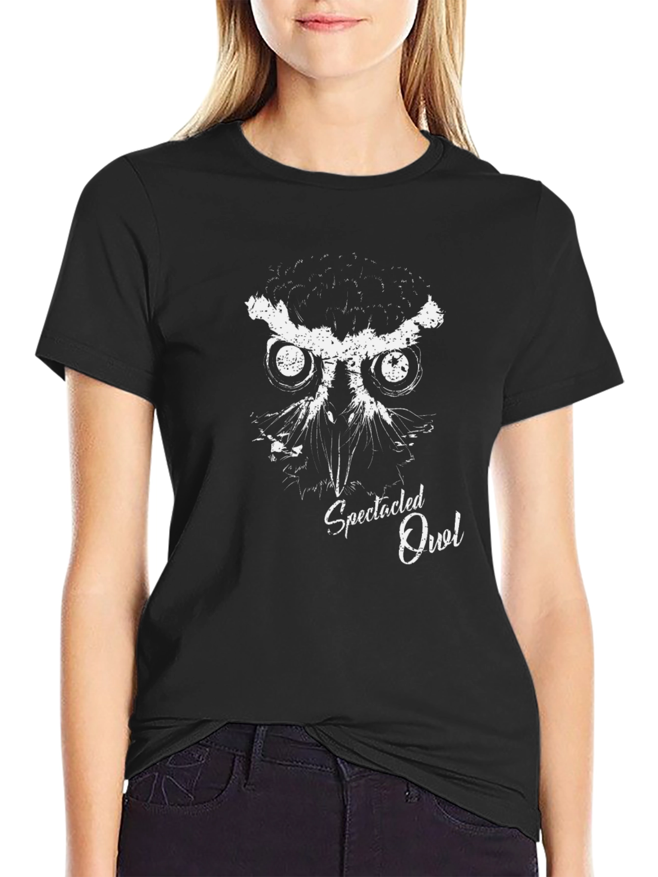 Spectacled Owl Graphic Tee - Mens Black T-Shirt