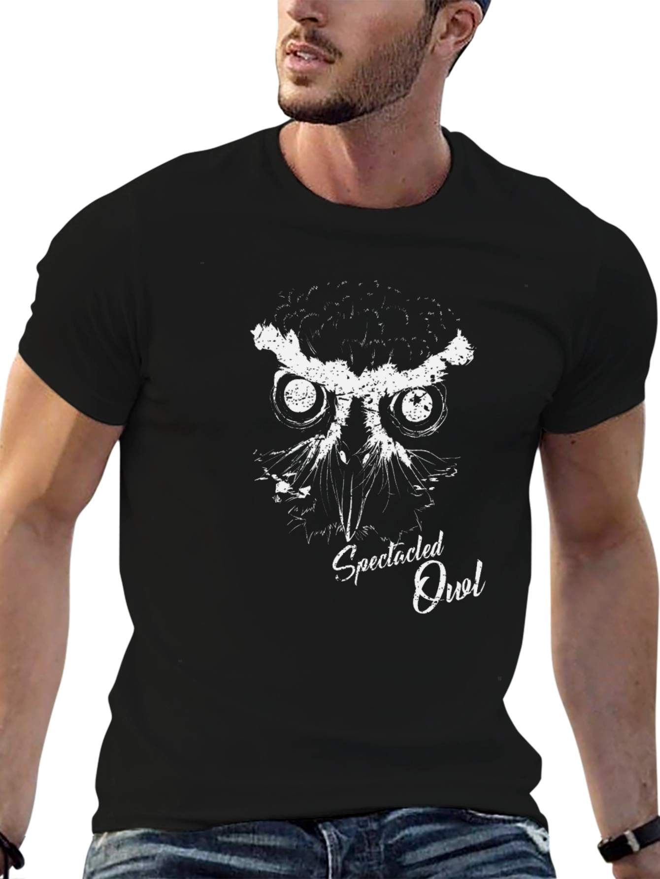 Spectacled Owl Graphic Tee - Mens Black T-Shirt