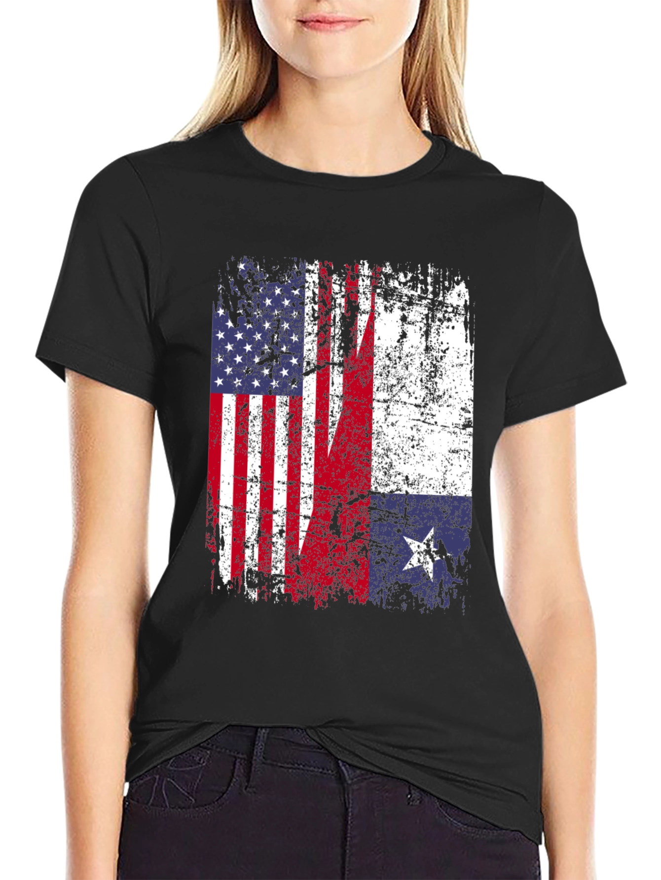 USA & Texas Flag Distressed T-Shirt