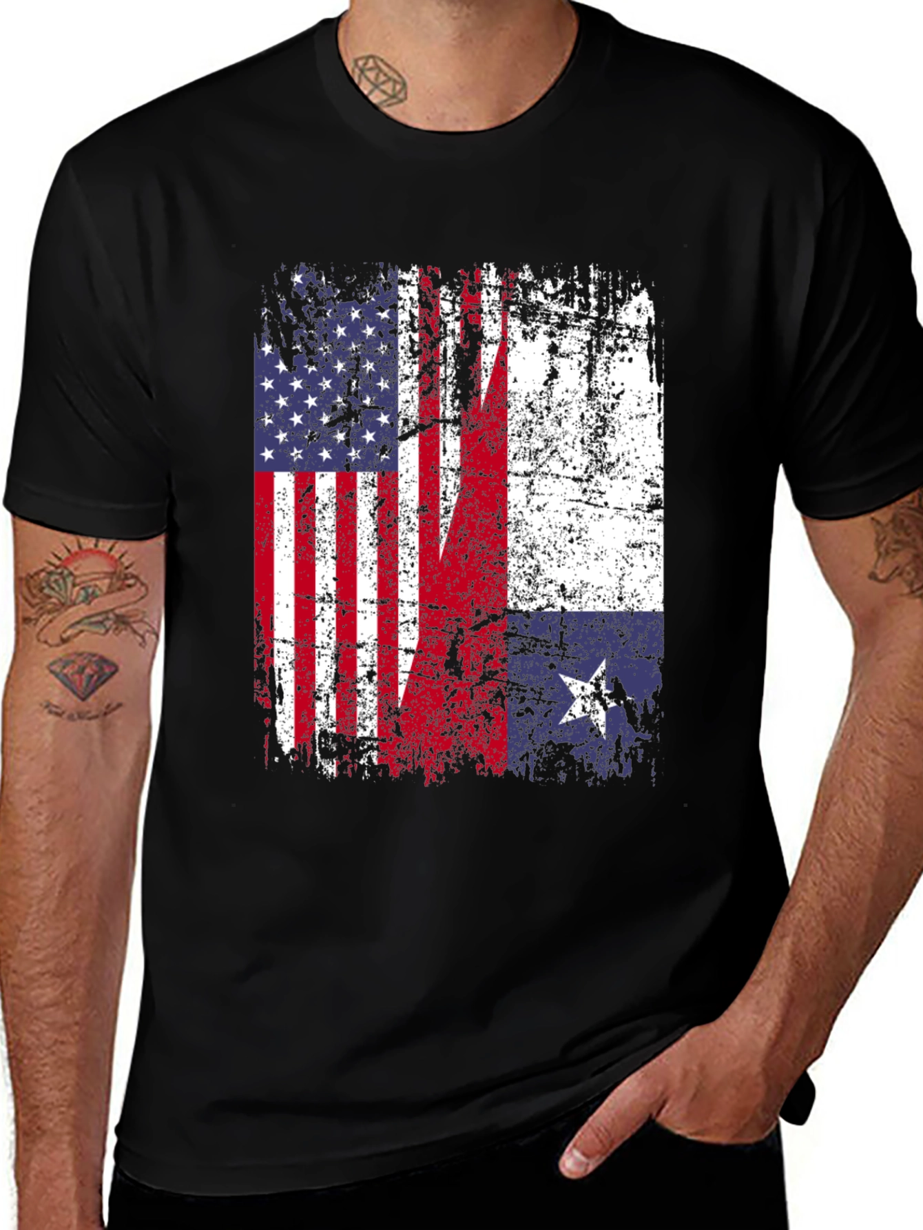 USA & Texas Flag Distressed T-Shirt