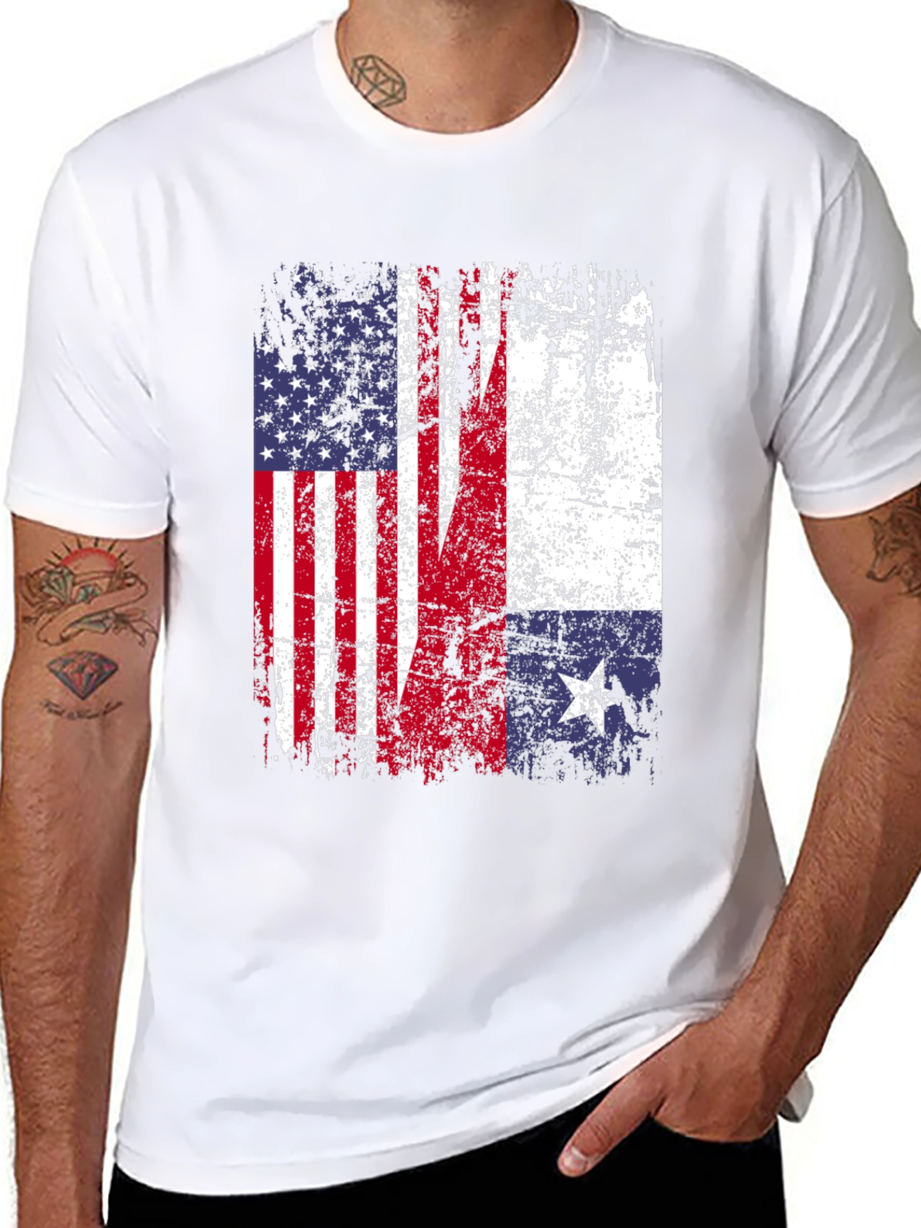 USA & Texas Flag Distressed T-Shirt