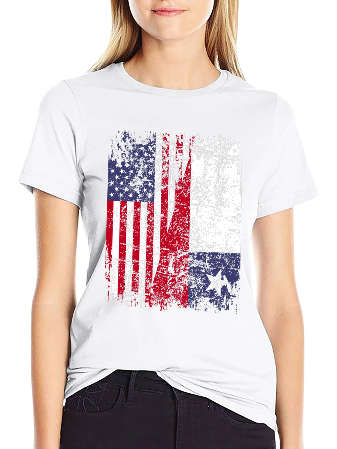 USA & Texas Flag Distressed T-Shirt
