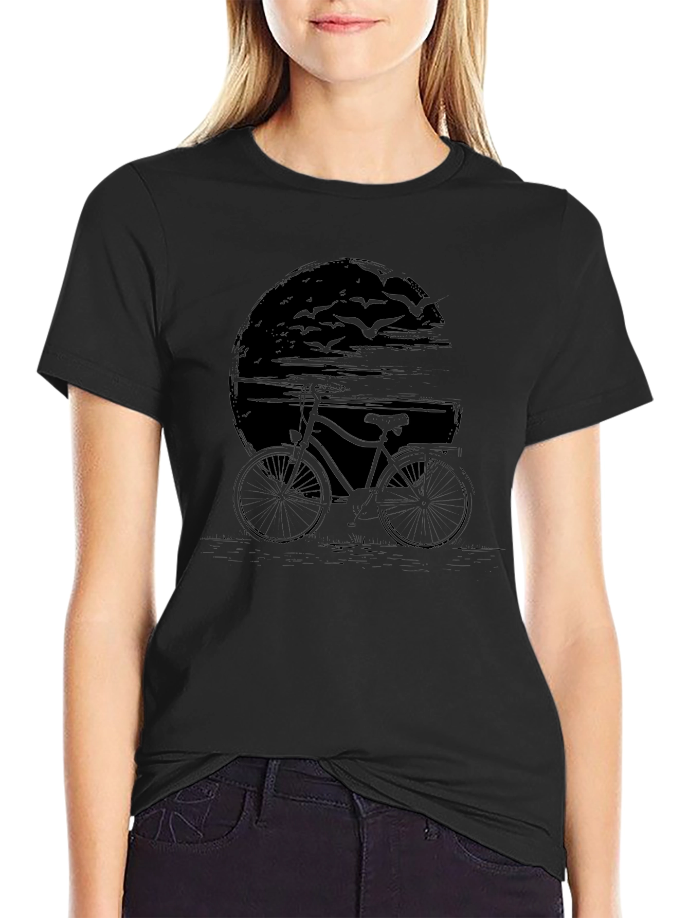 Mens Black Bicycle Graphic T-Shirt