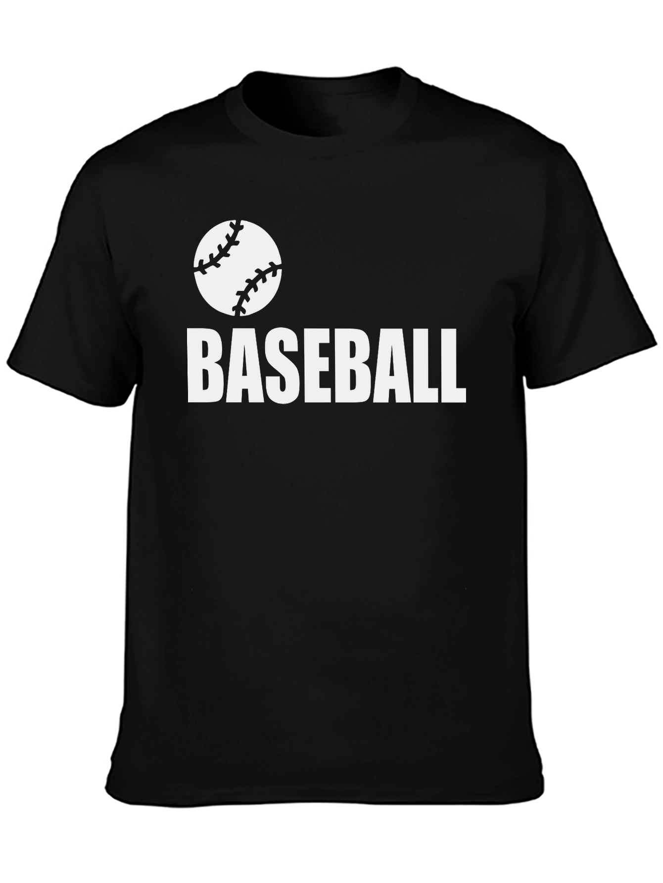 Baseball Graphic Tee - Black Cotton T-Shirt