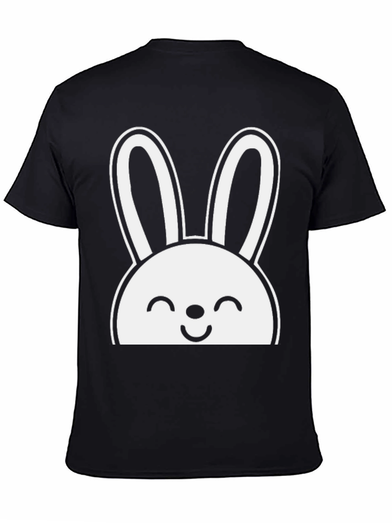 Cute Bunny Graphic Tee - Black Cotton T-Shirt