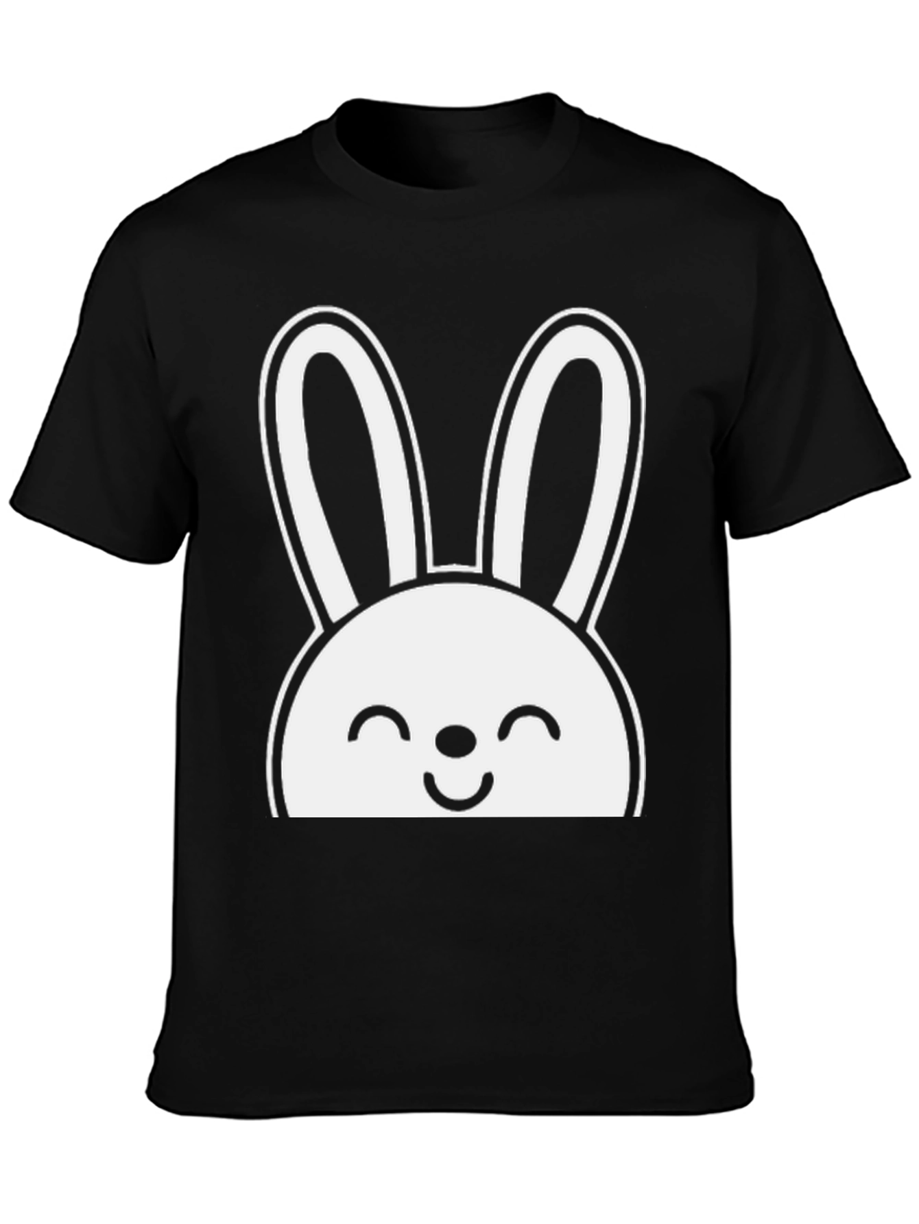 Cute Bunny Graphic Tee - Black Cotton T-Shirt