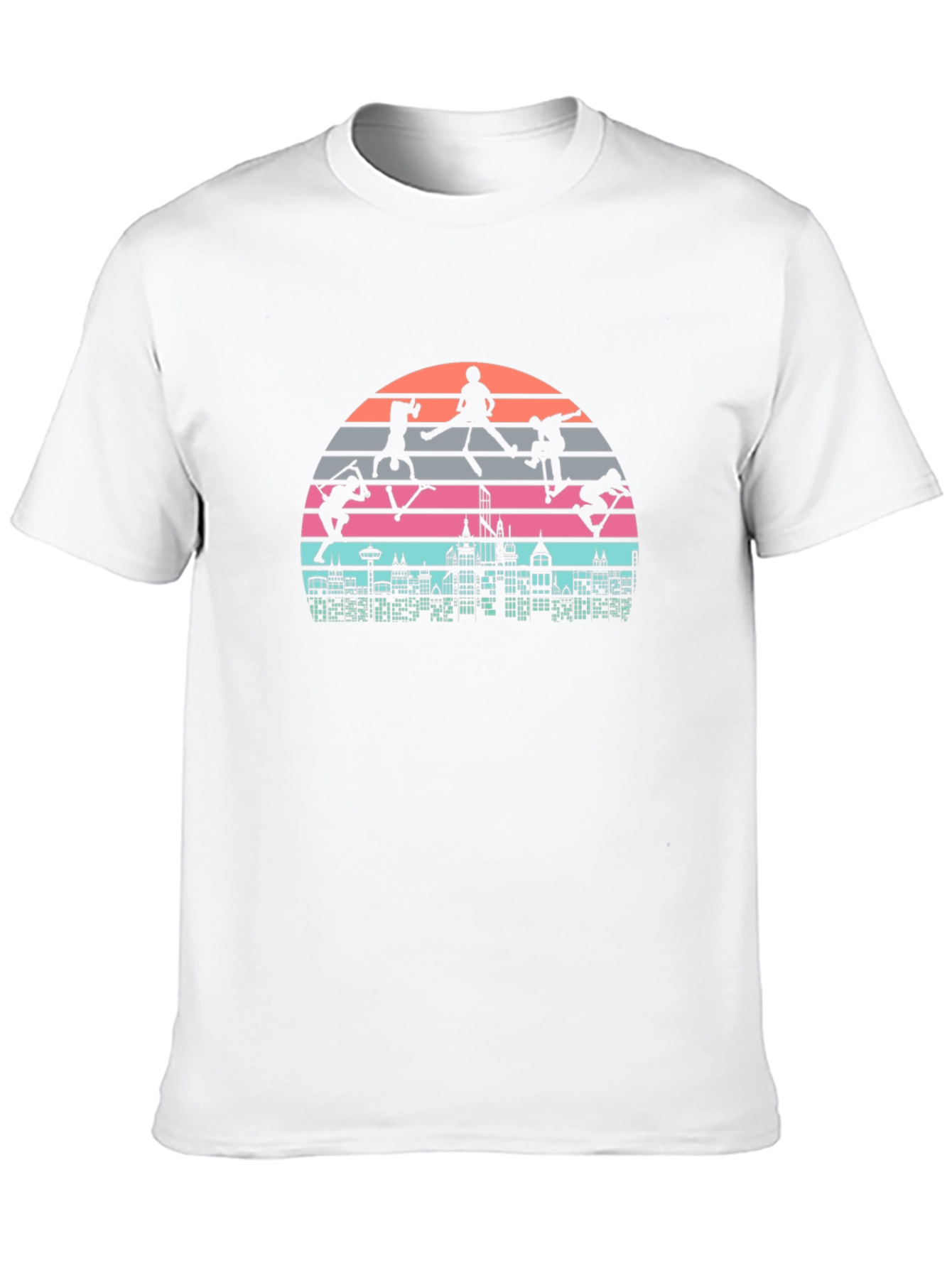Skateboarding Cityscape Retro Graphic Tee
