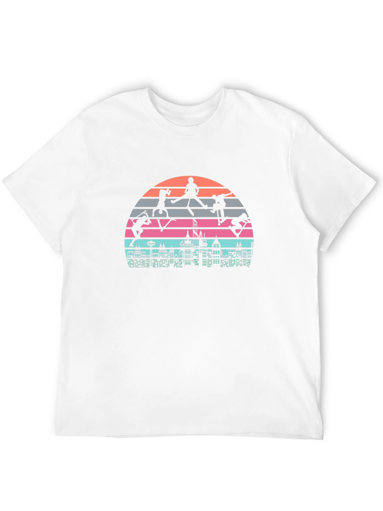 Skateboarding Cityscape Retro Graphic Tee