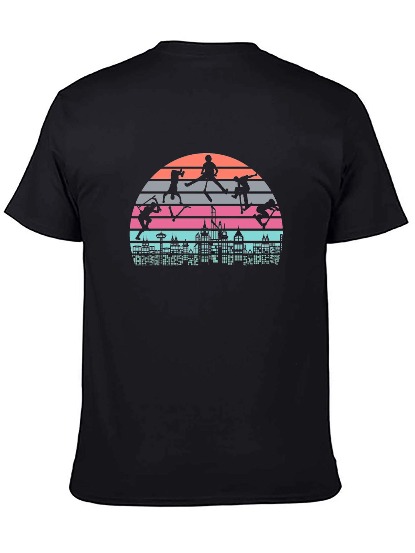 Skateboarding Cityscape Retro Graphic Tee