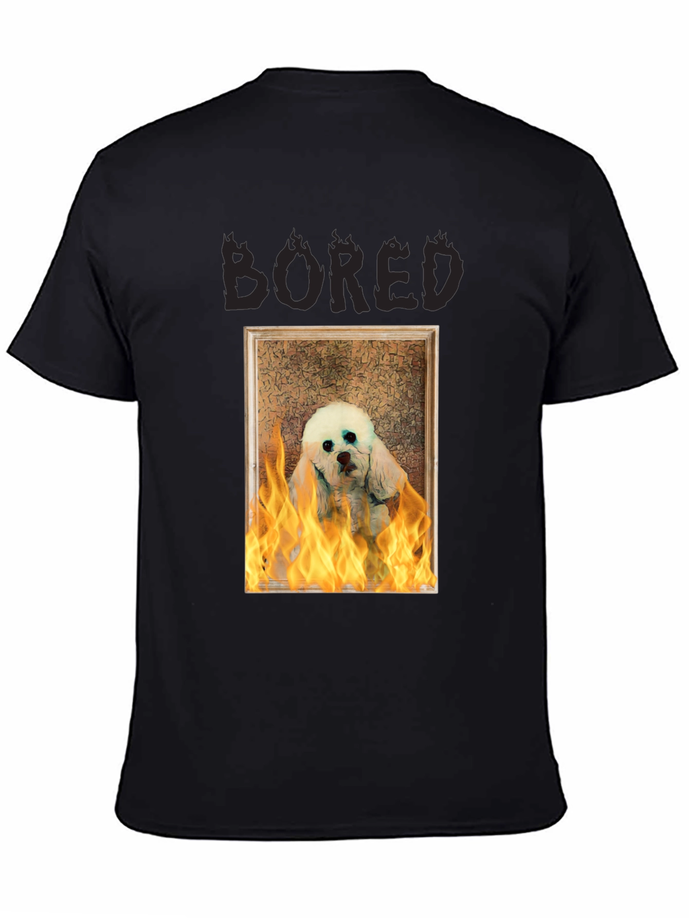 Bored Dog in Flames Graphic T-Shirt - Unisex