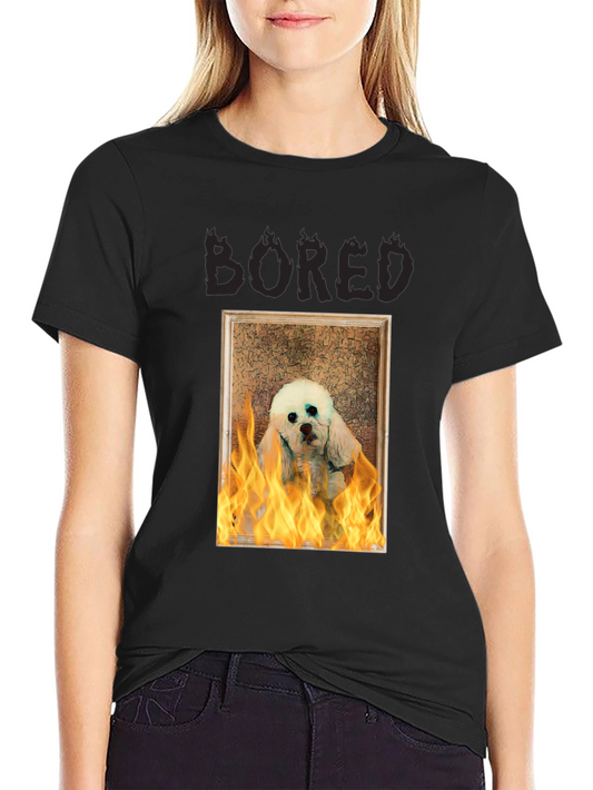 Bored Dog in Flames Graphic T-Shirt - Unisex
