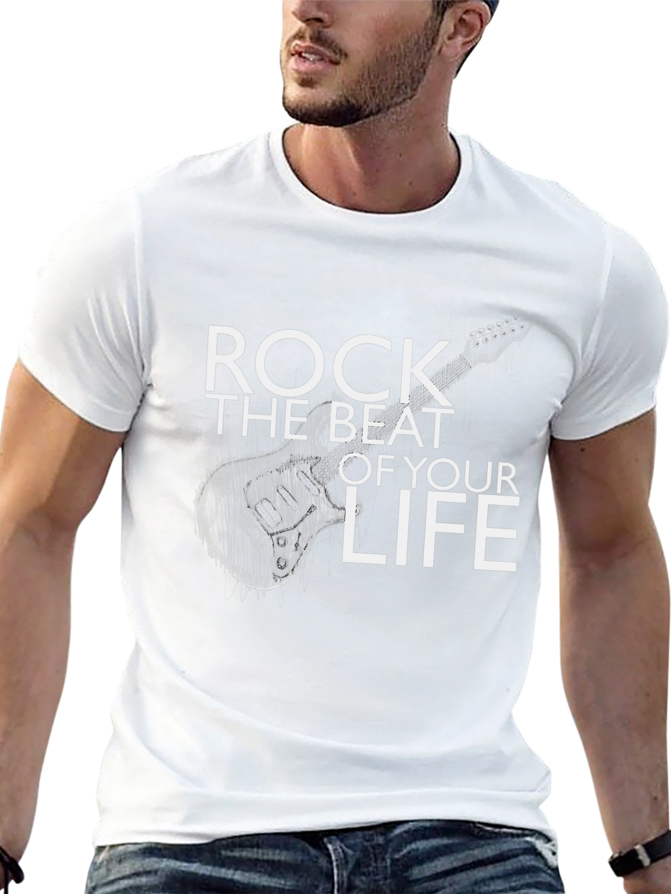 Rock the Beat Guitar Graphic Tee - Black