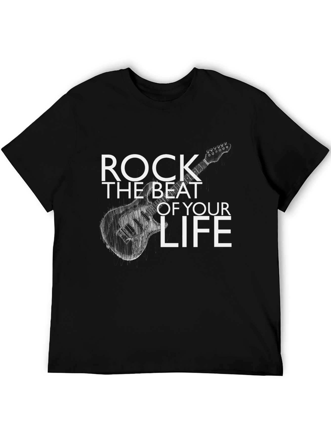 Rock the Beat Guitar Graphic Tee - Black