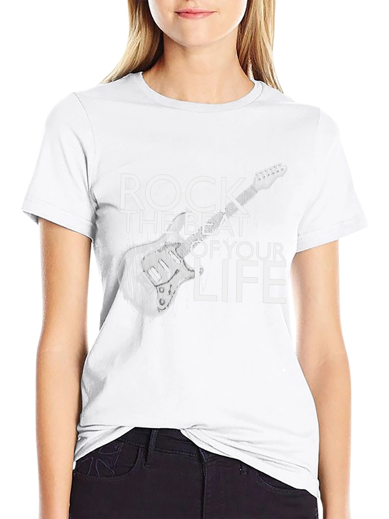 Rock the Beat Guitar Graphic Tee - Black