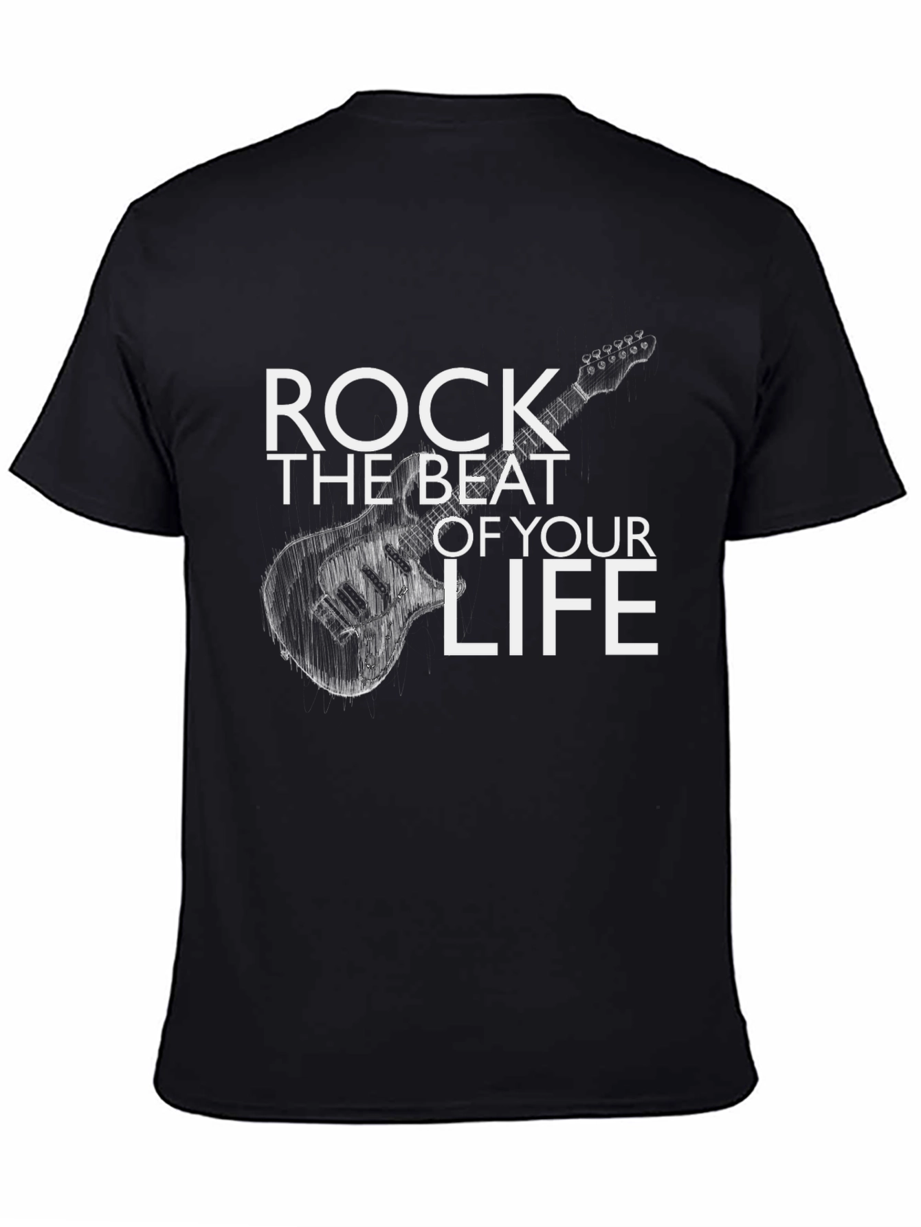 Rock the Beat Guitar Graphic Tee - Black