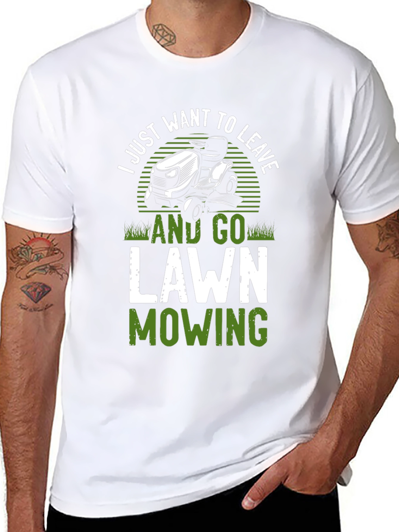 Lawn Mowing Graphic Tee - Just Want To Leave