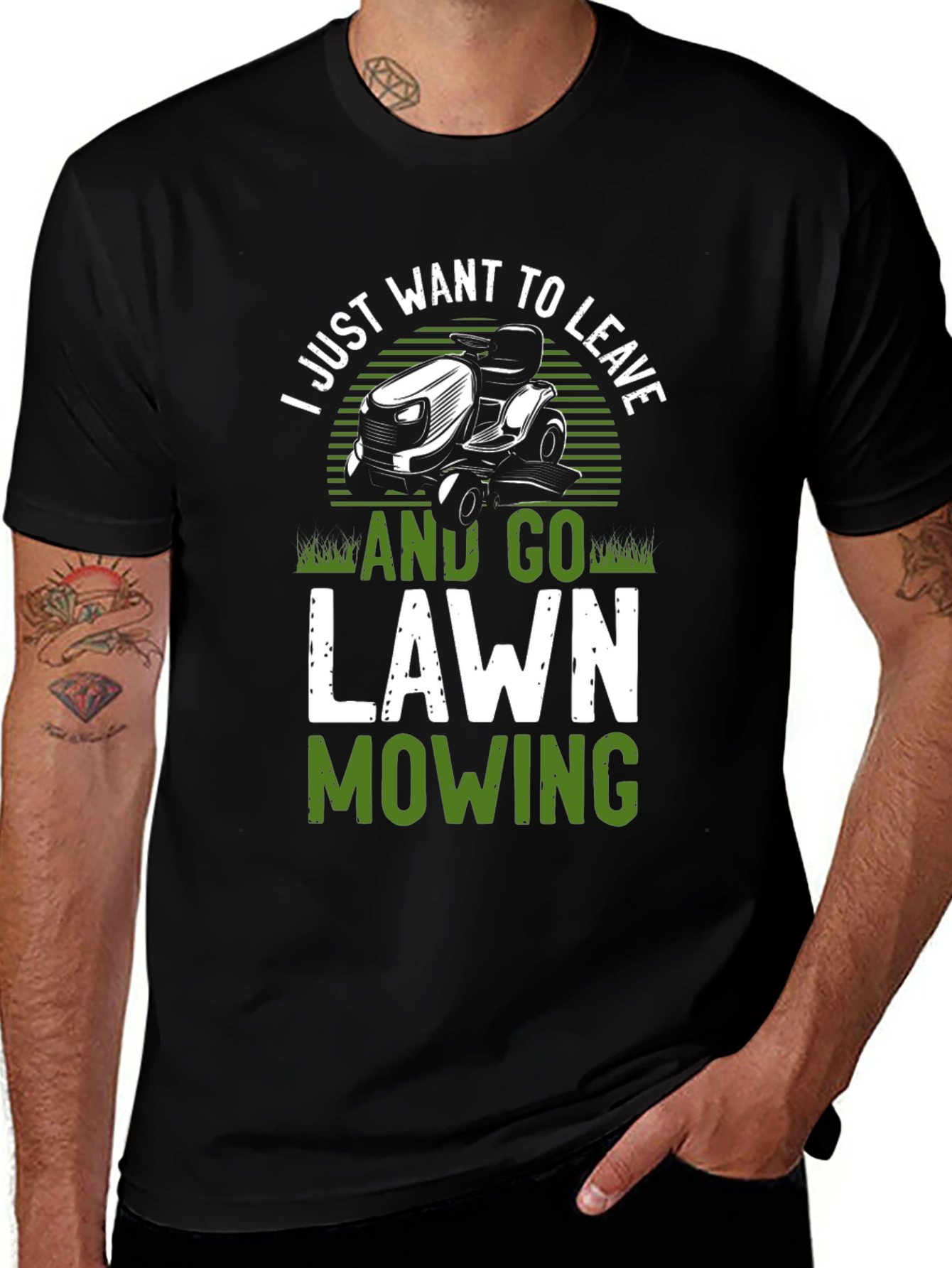 Lawn Mowing Graphic Tee - Just Want To Leave