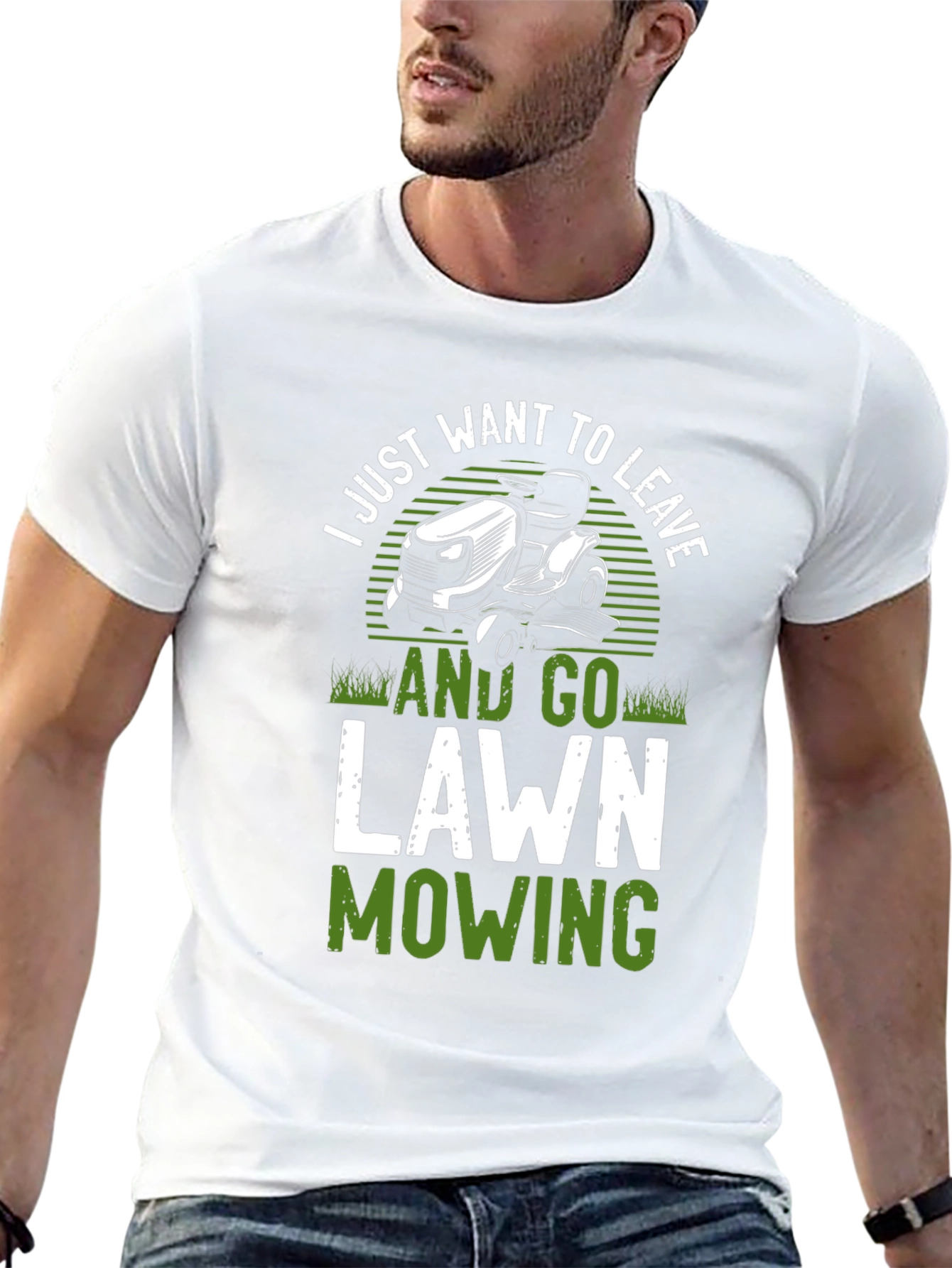 Lawn Mowing Graphic Tee - Just Want To Leave