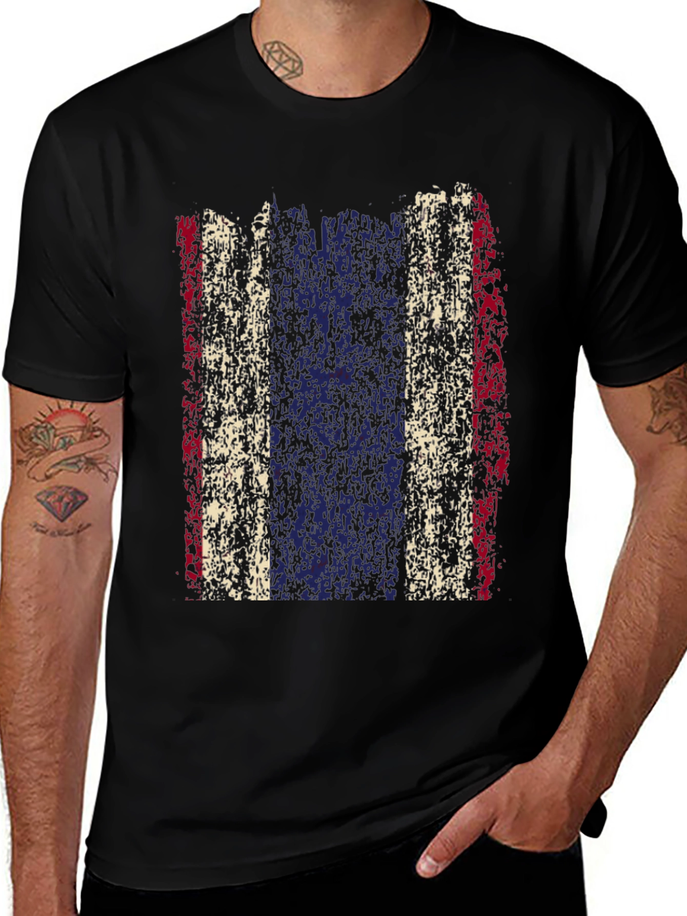 Distressed Thailand Flag Graphic Tee - Black Cotton T-Shirt