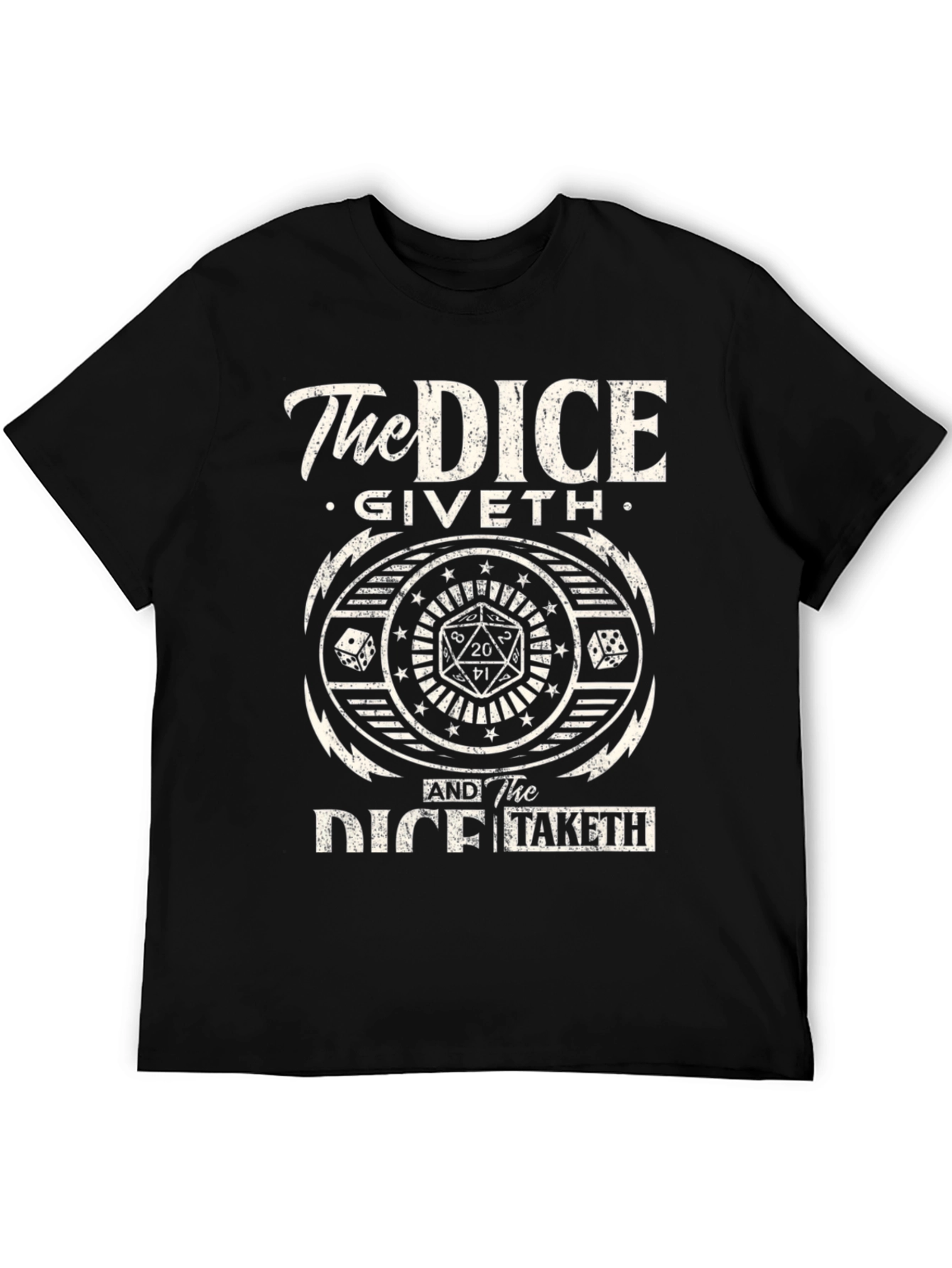 The Dice Giveth and Taketh Black Graphic Tee