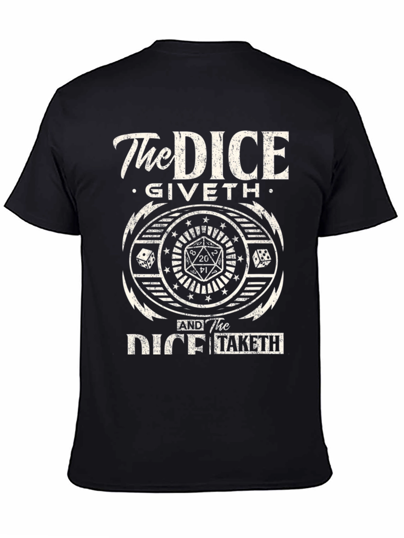 The Dice Giveth and Taketh Black Graphic Tee